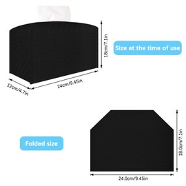 Ulife Mall Cosmetic Tissue Box, 24 x 18 x 13 cm, PU Leather Tissue Box, Thickened Decorative Tissue Box for Kitchen, Bathroom, Black