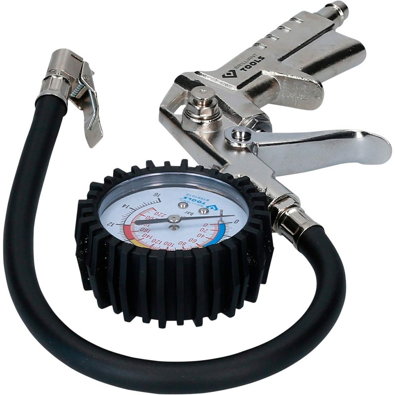 BRILLIANT TOOLS BT691019 Tyre Inflator Gauge 0-16 Bar [Powered by