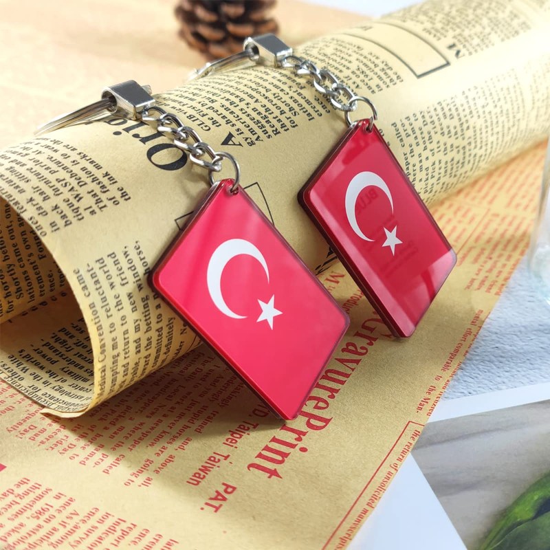 QQSD Turkey Flag Keychain Turkish Key Ring, 2 Pack