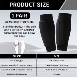 Breathable Elastic Shin Guard Sleeves, Washable Football Shin Defender with Anti-Slip Strips & Honeycomb Pad for Protecting the Calves of Teenagers and Adults from Collision (Black,1 Pair, XS)