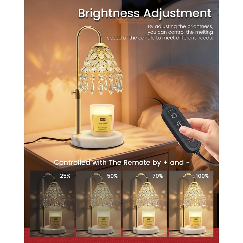 KISUFU Smart Crystal Candle Warmer Lamp with Timer - 2-in-1