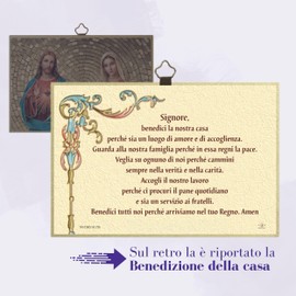 Fratelli Bonella - Religious Picture for Bedroom, Heart of Jesus and the Immaculate Heart of Mary and Blessing - MDF Poplar Picture - Religious Picture Bedroom 8 mm x 10 cm x 15 cm