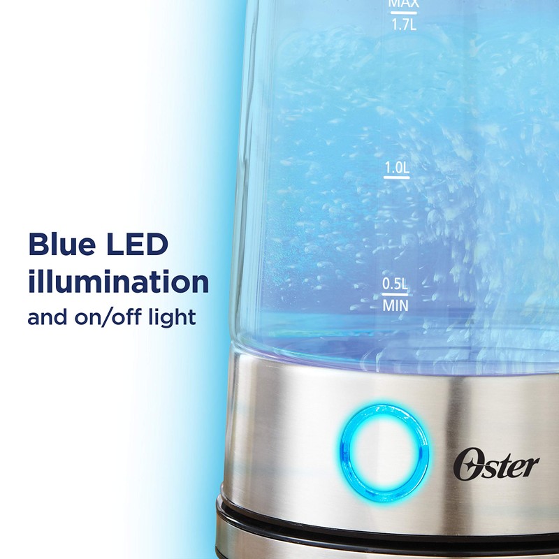 Mr. Coffee Oster BVSTKT7098-000 Kettle, 1.7 Liter, Clear/Stainless.