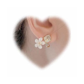 W WEILIRIAN Bohemian Flower Earrings Crystal Leaf Earrings Gold Leaf Earrings Vintage Plant Earrings Jewellery for Women, Alloy Steel, Artificial Gemstones