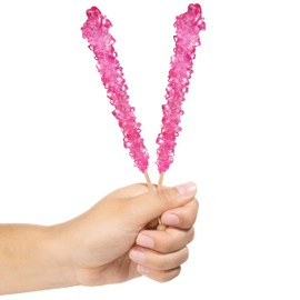 Pink Rock Candy Sugar Sticks - Cherry Flavored - 36 Individually Wrapped Pink Candy