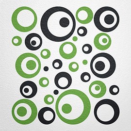 WANDfee® Wall Tattoo, Circles, Dots, 50 Stickers, Colour Choice For Children's Bedroom, Living Room, Hallway, Bathroom, Kitchen, Tile Stickers, black