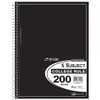 Top Flight Standards 5-Subject Wirebound Notebook, 200 Sheets, 3-Hole Punched,