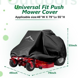 Himal Outdoors Zero-Turn Mower Cover, Heavy Duty 600D Polyester Oxford, UV Protection Universal Fit with Drawstring & Cover Storage Bag, Mower Protector for Decks Up to 60"​