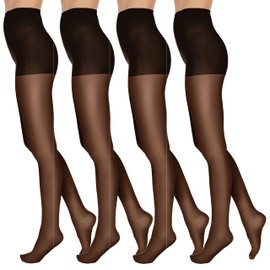L'eggs Everyday Standard-Panty Sheer Toe Pantyhose for All Day Comfort, 100% Nylon, Jet Black, Size Q (Pack of 4)