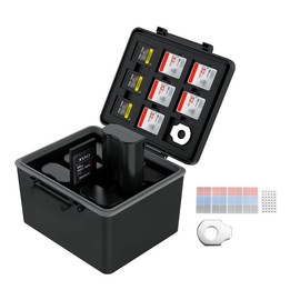LP-E6 EN-EL15C NP-W235 FZ100 Camera Battery and Memory Card Case with Labels,DSLR SLR Battery Organizer Storage for 16 Micro SD 6 SD 3 CF Express Type A and 2 XQD/CF Cards,Water-Resistant & Shockproof