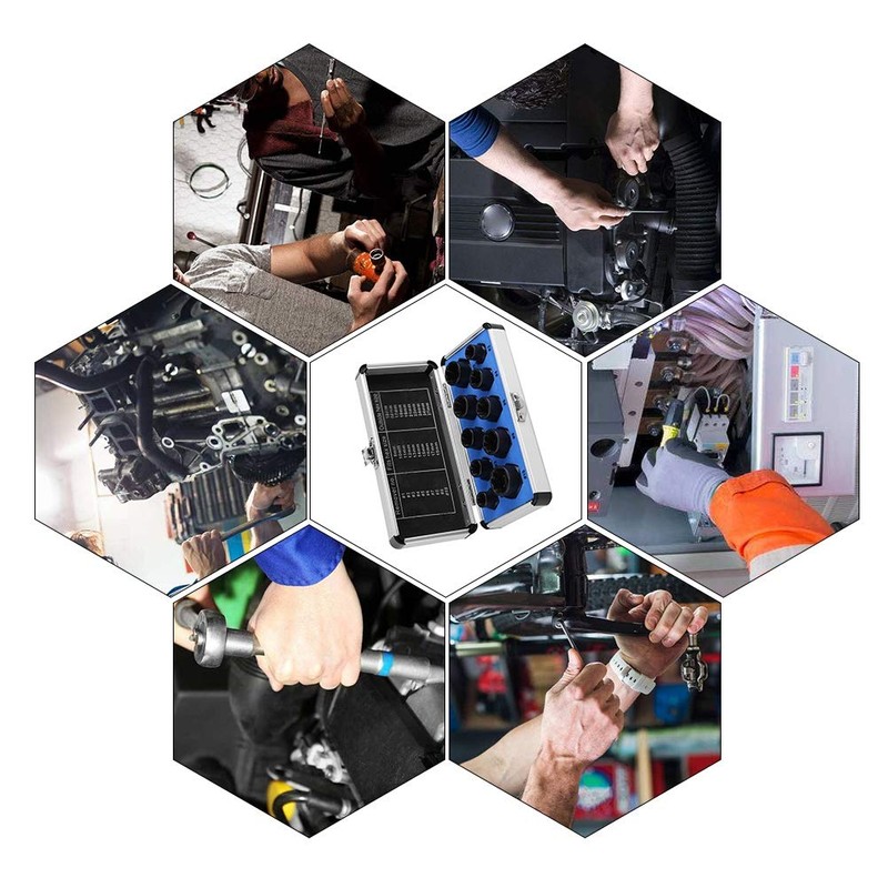 Yosoo 10pcs Drive Socket 9-19mm Damaged Bolt Nut Screw Remover