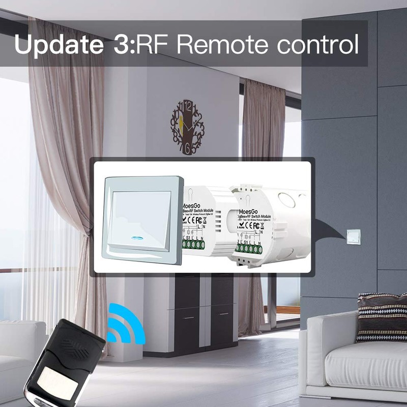 MoesGo ZigBee MESH Smart Alexa Lichtschalter Unterputz Funk Relais, Wireless