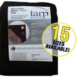 Kotap MESH-1218 Heavy-Duty Polyethtlene Mesh Shade/Truck Tarp for Patio, Garden and Landscape Applications, 6.5-Ounce, 12 x 18-Foot, Black