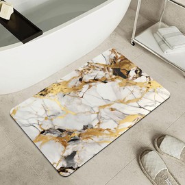 ZHUZHISHAN Bath Mat-Bathroom Rug，Abstract Marble Gold-Absorbent Non Slip Quick Dry Stain Resistant Easy to Clean Care Shower Rug for Bathtub Shower Room 16×24Inch (40 * 60cm)