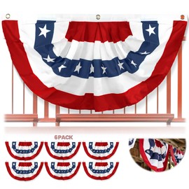 Anley USA Pleated Fan Flag, 3x6 Ft American US Bunting Flags Patriotic Stars & Stripes - Sharp Color and Fade Resistant - United States 3 x 6 Ft Half Fan Banner (6 Pack)