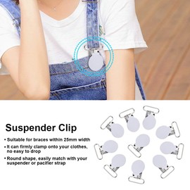 Aestm Pack of 10 Dummy Clips, Dummy Suspender Clips Holder, Round Suspender Braces, for DIY Leather Crafts (White)