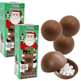 Christmas Hot Chocolate Bombs, Drop, Dissolve, Drink Chocolaty Hallow Filled with Mini Marshmallows Birthday, Cocoa Bombs (2-Pack (6 Count))