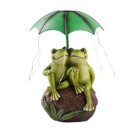 Pipilily Frogs Garden Outdoor Decor Statue, Resin Solar Frog Umbrella Pond Statues LED Cute Animal Sculpture Lights, Ideal Ornament for Yard Lawn Patio, Gardening Decoration (Flog)