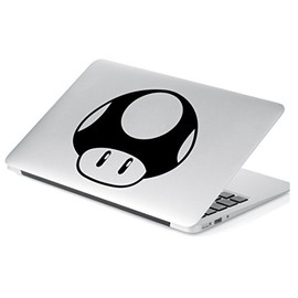 Yoonek Graphics Mario Mushroom Decal Sticker for Car Window, Laptop and More. # 496 (4" x 4", Black)