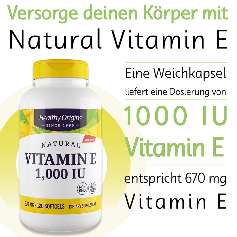 Healthy Origins, Natural Vitamin E, 1,000IU, 120 Soft Capsules, Laboratory