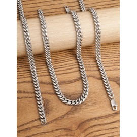 HAQUIL Stainless Steel Miami Cuban Curb Link Chain Necklace, Jewelry Gift for Men and Women 28inch 7mm