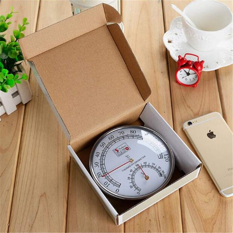 ZKG Stainless Steel Gold Edge Indoor Thermometer Hygrometer Hygro-Thermometer Sauna