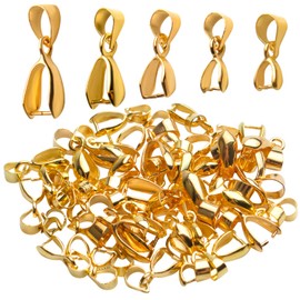 Pendant Clasps,50pcs Jewelry Making Supplies Pinch Clasp Bail Clip for Jewelry Making,Gold