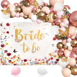 Bride to Be Decorations Bridal Shower Party Decoration Backdrop Wildflower Balloons for Spring Floral Engagement Wedding Bachelorette Party Decor Supplies