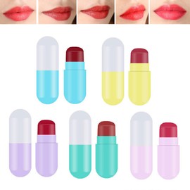 5Pcs Capsule Lipstick Set for Women Mini Capsule Makeup Lipstick Pills Set,Easy to Carry,Highly Pigmeted Long Lasting Waterproof Matte Velvet Lipstick Gift Set