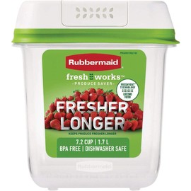 Rubbermaid FreshWorks Saver, Medium Produce Storage Container, 7.2-Cup, Clear