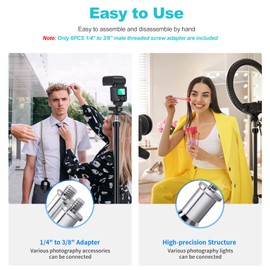 Selens 6 Pcs Standard 3/8 to 1/4 Adapter Thread Screw Spigot Stud Metal Male Convertor for Light Stand Tripod Monopod Photo Studio Hot Cold Shoe Mount Ball Head Flash Lighting Receiver Trigger