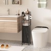 VECELO Small Bathroom Cabinet,Slim Toilet Paper Holder with Door&2 Shelves,