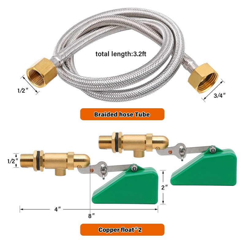 NAOEDEAH 2pcs Brass Float Valve for Water Tank 1/2 Inch