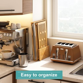 Large Bamboo Bread Slicer with Serrated Knife, Adjustable Bread Slicer Guide with 3 Thickness Size, Foldable Compact Chopping Cutting Board with Crumb Tray (Extra A - with Knife)