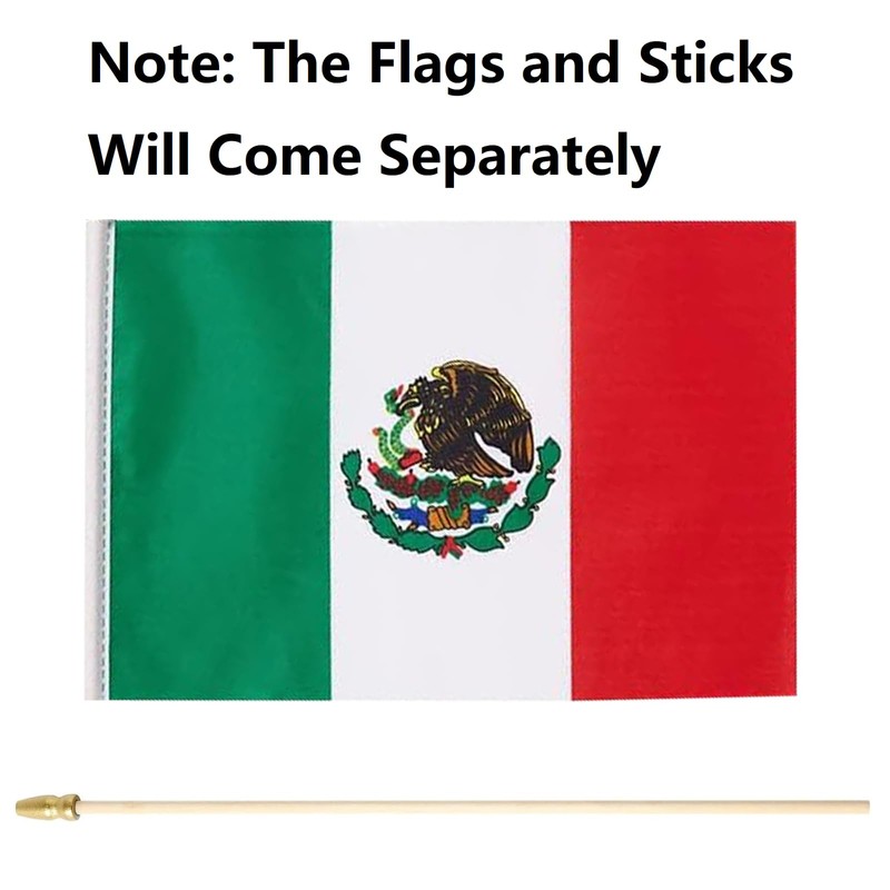 GSYLPFT 12 Pack Mexican Flags on Sticks Mexico Small Mini