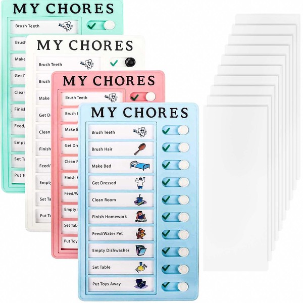 Yunguoguo Chore Chart For Kids，4 Pcs Checklist Board Detachable With