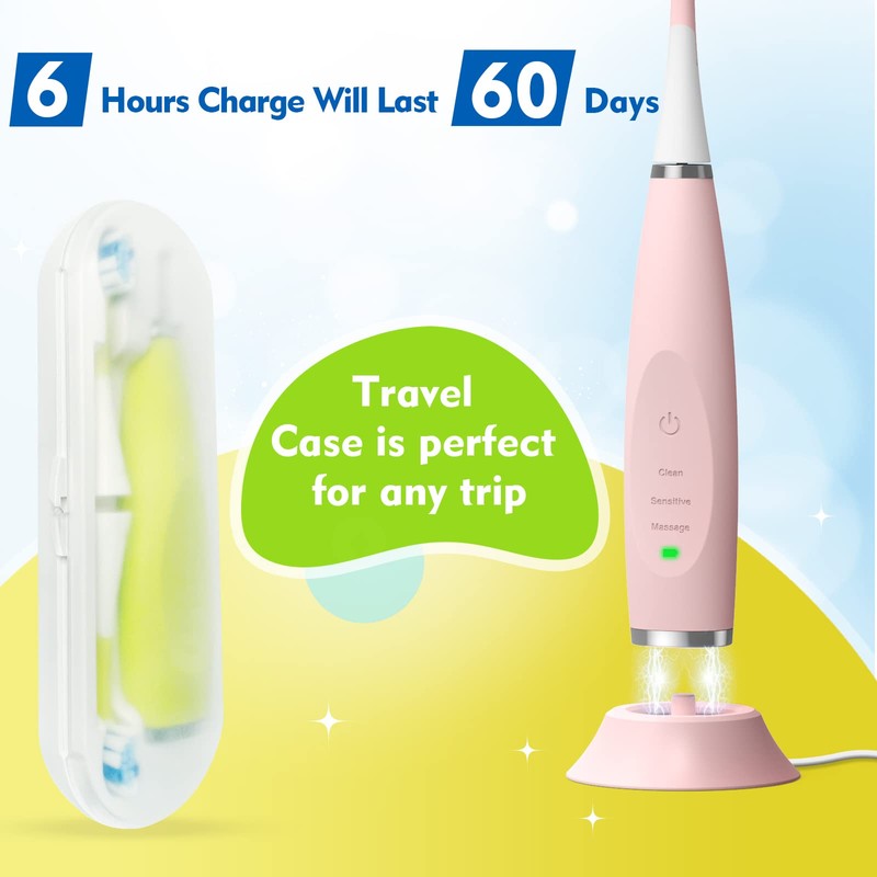 FUMEIKANG Kids Electric Toothbrushes 2 Pack Smart Sonic Toothbrush for