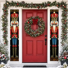 Nutcracker Outdoor Christmas Decorations Banner, for Xmas Party Door Decor
