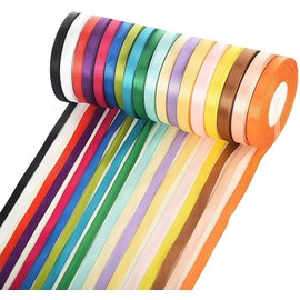 Fashionbabies 450 Yards Satinband 10mm doppelseitiges Gewebe Ribbon Silk Satin Roll, 18 Rollen, 18 Farben für Blumen, Bögen, Kleidung, Hochzeitsdekoration, Handwerk, Nähen (18 Stück)