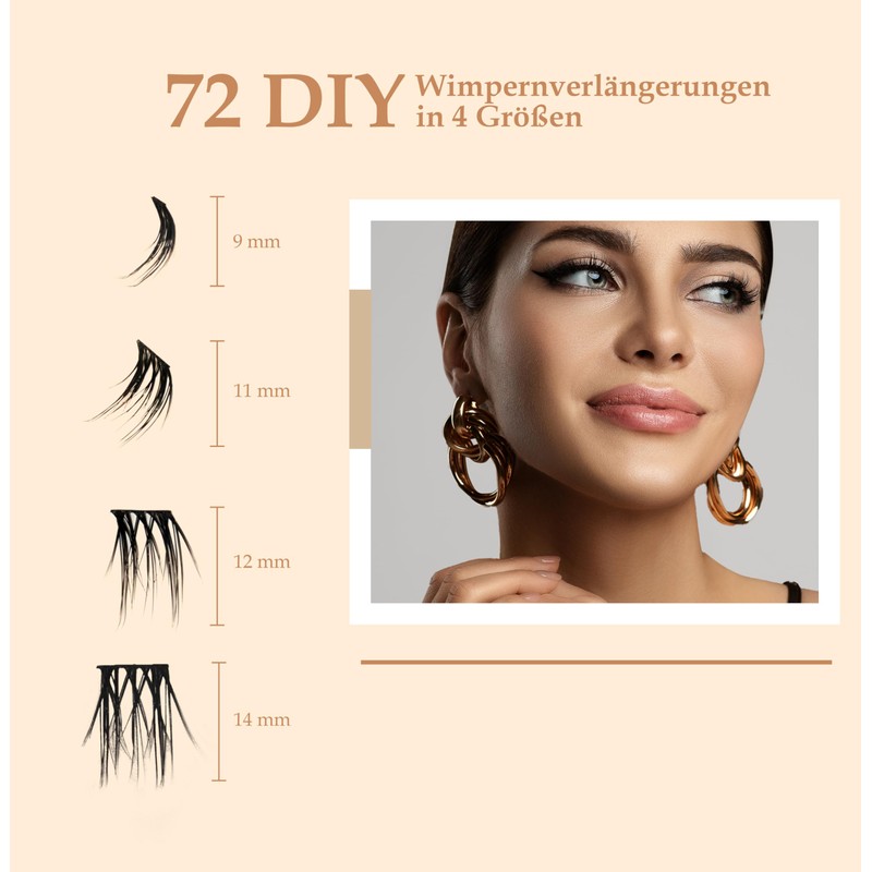 HYPNOTIC EYES Handmade Eyelash Extensions. 72 Individual Cluster Lashes. DIY