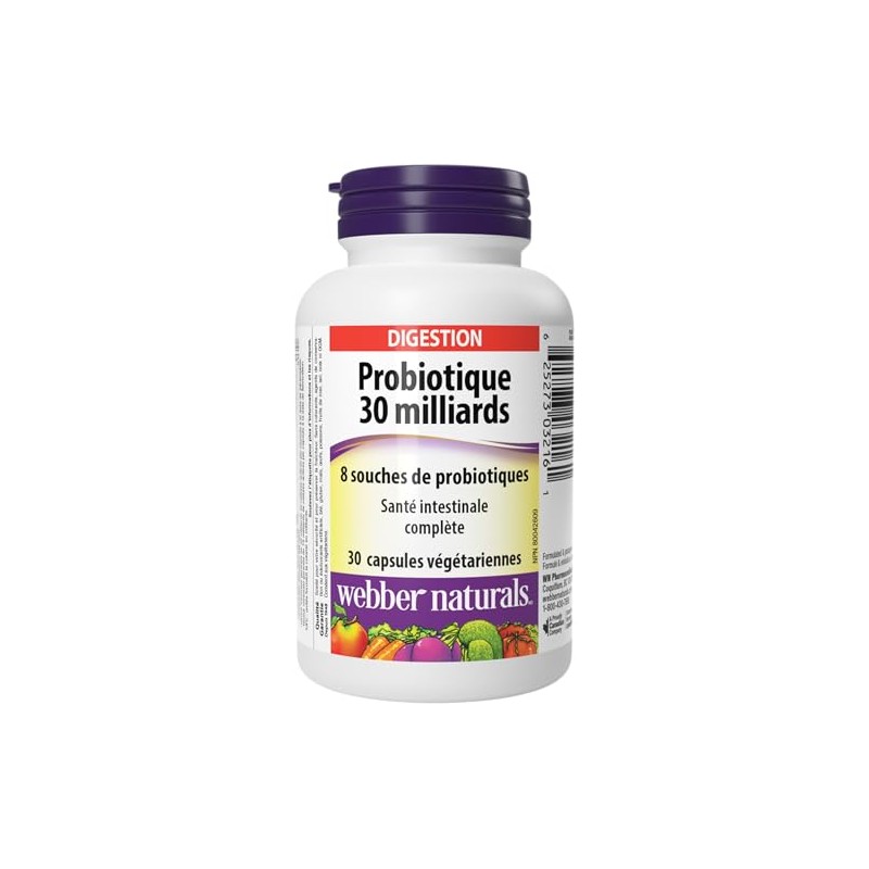 Webber Naturals Probiótico 30 mil millones, 8 cepas probióticas, 30
