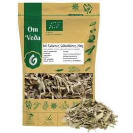 Organic sage tea 200 g - sage leaves cut and natural - ideal for tea preparations - rich in taste and quality - aromatic herbal tea - OmVeda