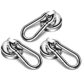 Grtard 50LBS Strong Magnetic Hooks Heavy Duty, Magnets with Swivel Carabiner Hooks, Magnetic Hooks for Hanging, Refrigerator Magnet Hooks-3Pack