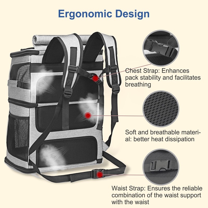 Expandable Cat Backpack Carrier for 2 Cats, Dog Backpack for