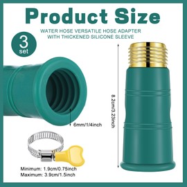 Innconee 3 Sets Universal Faucet Water Hose Adapter with Clamps Fits 3/4" Thickened Rv Sink Hose Attachment Connector for Garden Kitchen Bathroom Damaged/stripped Faucet Threads or Threadless