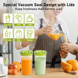 SNUGTOPIA 26 OZ Vacuum Sealer Juicing Cups Clear Reusable Drinking Bottles with Leak Proof Lids - for Juice, Boba, Smoothie, Vanilla Extract, Set of 3