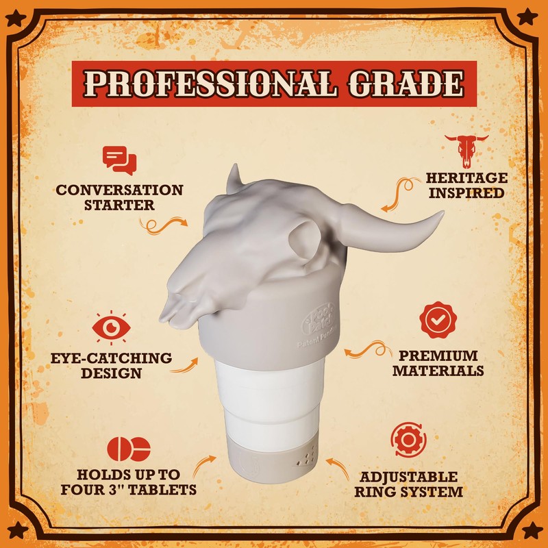 Cow Skull Floating Pool Chlorine Dispenser - Large Capacity Floater