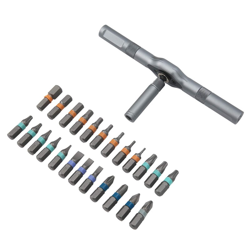 T-Handle Ratchet Screwdriver Set 24-in-1Bit Multipurpose Repair Tool Manual Hardware
