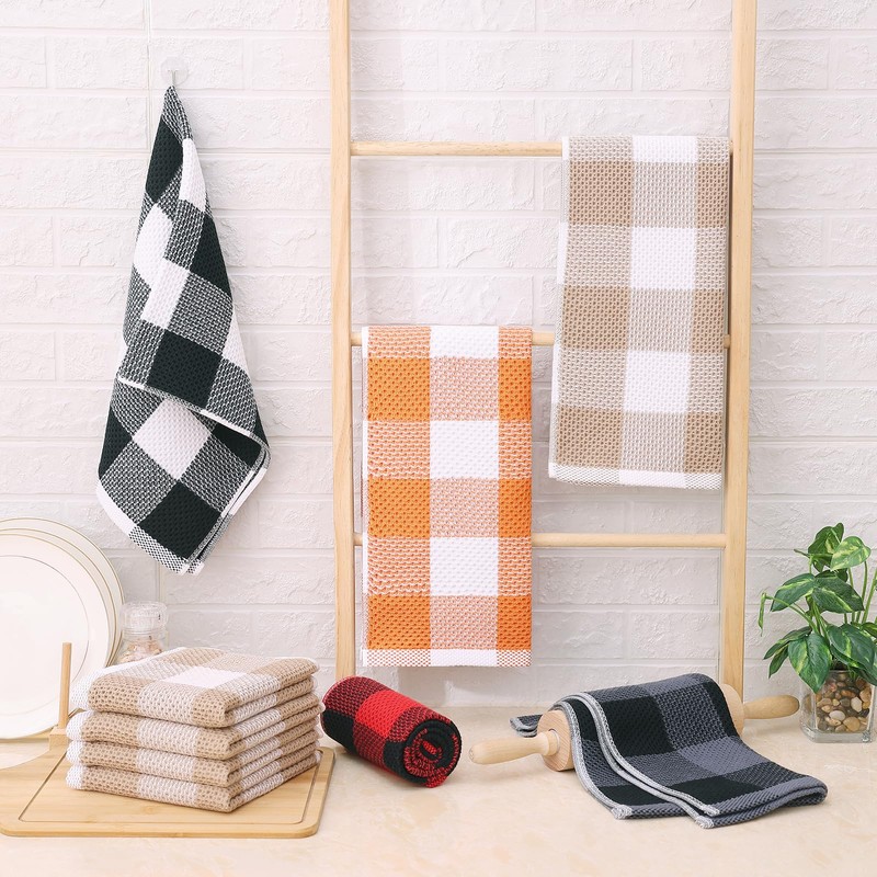 smiry 100% Cotton Kitchen Towels, 13" x 28", 4 Pack