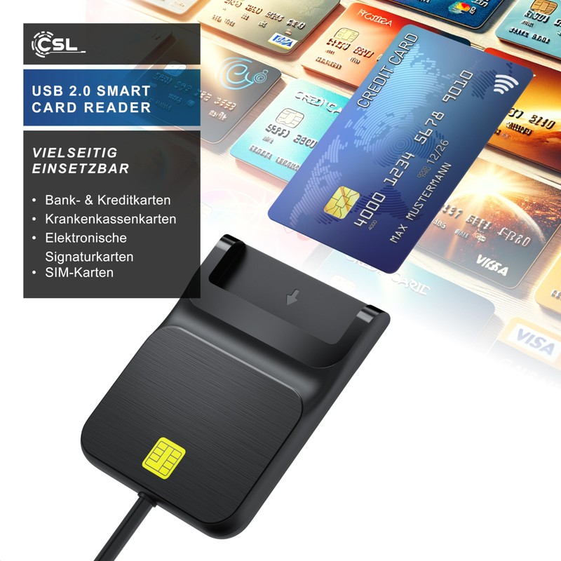 CSL - USB Chipkartenleser - SmartCard Reader/SIM Kartenleser - Plug&Play